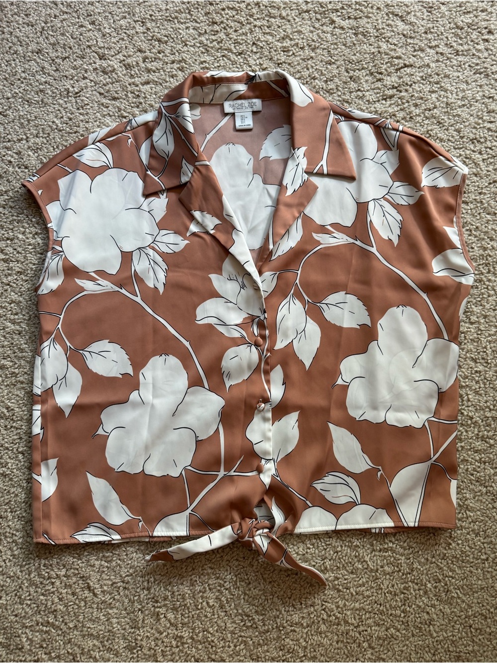 Rachel Zoe Women's Dusty Pink Floral Tie-Front Blouse